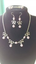  Original handmade DIY fashion sweet and cute purple rhinestone Shambhala pearl necklace earrings Earrings hairpin set
