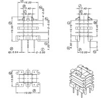EF20 transformer core skeleton four slot standing 3 3 3 feet 10 sets of bag
