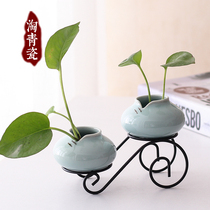 Longquan celadon flower vase creative decoration Wrought iron ceramic vase Home decoration hydroponic flower arrangement vase