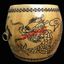  12 inch war drum Hall drum Dragon drum War drum Log color big drum cowhide drum Black dragon drum Natural big drum Japanese ghost taiko
