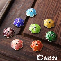 Special price (G accessories) Old Beijing Jingtai Blue enamel petal septer Flower Toshim Bracelet Bead bead cushion