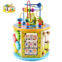  Early education for infants and young children Wooden large multi-function intellectual development parent-child toys for young children large beaded treasure box