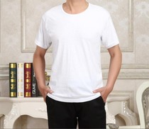 Large size loose middle-aged and elderly mens sweatshirt cotton summer Collar Cotton old mans short sleeve T-shirt vest