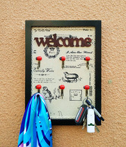 Retro Xuanguan Clothes hat frame key hook Creative wood hanging clothes hanger wall hanging room decorated wall-hanging wall decoration