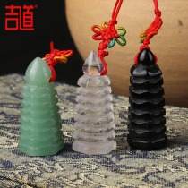 Jidao white crystal Wenchang Tower pendant Tangling Jade Wenchang Tower mobile phone chain Obsidian Wenchang Tower pendant