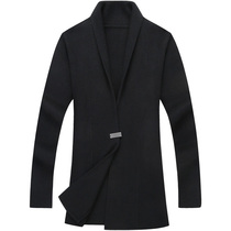 Spring and autumn cardigan mens sweater long Korean slim jacket wool sweater windbreaker trend 2021 New