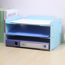 File rack Wooden creative file rack Desktop storage multi-layer data rack Office supplies Student bookshelf