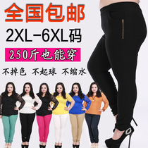 Extra large size womens pants fat mm spring wear high waist small feet pants 250 pounds thin pencil pants plus fat plus size pants