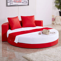 New Pint Great Round Bed Fashion Princess Bed Double Wedding Bed Soft Bed Themed Round Electric Leather Art 2 People Wood Cloth Art Bed