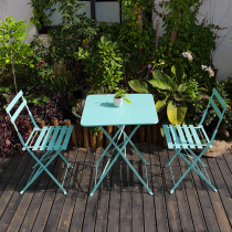 Tang Shin Garden Balcony Outdoor Folding Table And Chairs Three Sets Iron Art Bar Cafe Cafe Casual Terrace Table And Chairs Combination