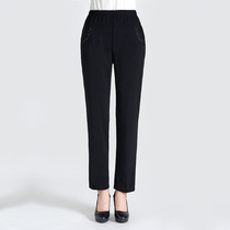Middle Aged Mother Pants 2021 New Straight Drum Long Pants Spring Autumn Season Seniors Tightness High Waist Loose Middle Aged Women Pants