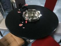 Solid wood marble hot pot table Induction cooker integrated commercial hot pot shop table and chair combination Gas stove Restaurant customization