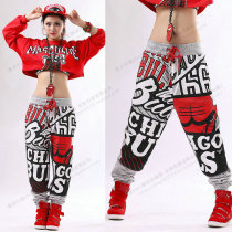 Loose jazz pants women tide graffiti jazz Dance Top Hip Hop Hip Hop Hip Hop set women team competition costume New