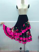 New modern dance skirt National standard ballroom dance half-body practice long skirt Waltz spiral lotus leaf swing dance skirt