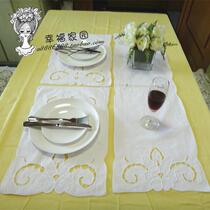 Foreign Trade Raw Single Pure Cotton White Color Machine Hollowed-out Embroidered Table Flag * Dining Mat 3-sheet Preferential Clear Bin