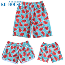 Parent-child pants A family of three vacation wear mother and daughter father and son parent-child wear quick-drying loose plus size five-point pants shorts summer wear