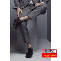 2020 new vintage herringbone tweed ankle-length pants cone European and American trend wool tweed size casual mens pants