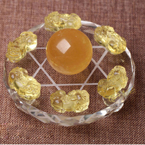 Original stone natural yellow crystal powder purple white obsidian Dongling Jade seven-star array transfer Zhaicai town house feng shui array