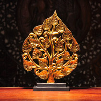 Southeast Asian crafts solid wood gold foil 56cm Bodhi leaves living room dining table porch decorations porch furnishings