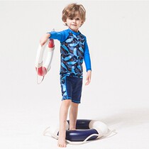  Foreign trade childrens handsome split swimsuit Boys baby shark long-sleeved sunscreen surfing suit swimsuit pants suit tide