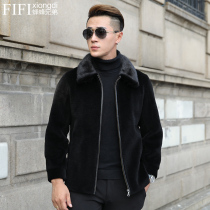 Middle-aged men mink lapel Haining fur one-piece sheep shearing short fur coat jacket jacket winter