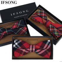 IFSOONG Guys Mens Korean version leads the groom red wedding Inn bow tie Little collar girls college wind
