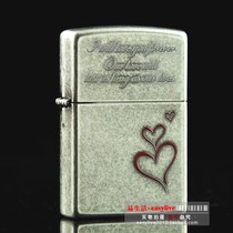 Special cabinet Original dress ZIPPO lighter ancient silver double engraved with eternal love ancient silver red heart kerosene