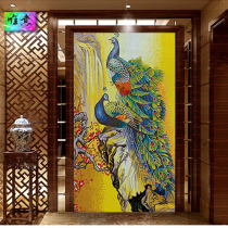 Ice Jade Glass Mosaic Cut Puzzle Peacock Background Wall Mirror Eurostyle Living Room Aisle Genguan Parquet Fresco