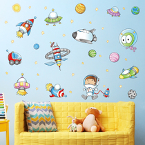 Space astronaut childrens room decoration stickers Bedroom living room background wall cartoon kindergarten layout wall stickers