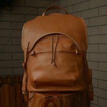 Leather Workshop Original Plant Tanning Leather Leisure Retro Locomotive Bull Leather Double Shoulder Backpack HERZO Handmade Package Tongan