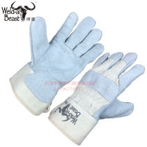 Welding animal leather full palm gloves short welding wear-resistant non-slip electric welding heat-resistant and cut-resistant labor insurance work gloves