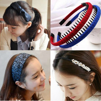 Hair accessories headdress Korean version pearl bow toothed hair card fabric fine hair band card around the cloth headband headdress female