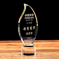 Love trophy peach heart crystal trophy lettering Enterprise Awards sales championship ceremony annual Trophy medal