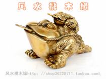 Pure copper three-legged mother and son Golden Chan ornaments town house suction Cai Nafu safe transfer office home accessories furnishings
