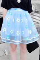 (Lambo exclusive) embroidered lace Plaid organza three-layer puffy skirt