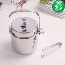Mirror polished thick stainless steel ice bucket Insulation ice bucket with cover ice clip water leakage screen Large ice bucket