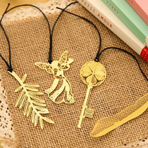 Creative Stationery Key Carnation Snowflake Feather Dragonfly Gold-plated Unique Exquisite Shape Metal Bookmark Art