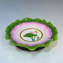 Ceramic color round lotus fruit plate Home tall fruit plate Buddhist supplies for fruit plate Dehua white porcelain
