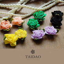 Handmade Taiwan Island meat powder material ribbon ribbon rose bow hair accessories flower A53 multi-color sale