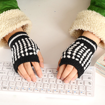 19 Dew Finger Gloves Warm Wool Wire Gloves Wholesale Pineapple Gloves Half Finger Exposed Finger Touch Screen Gloves
