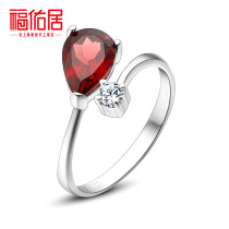 Foyou Residence Ornament Female Silver Ring 925 Silver Opening Tail Ring Ruby Durite crystal with drill