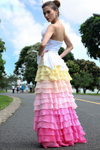 Physical spot dress multi-level big flower decoration chest long bridal toast evening costume