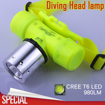 Diving headlight 50 m waterproof headlight T6 lamp bead material plastic use 1 section 18650 rechargeable battery