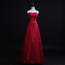 Toast dress bride 2021 red Chinese style evening dress sexy bandeau banquet slim host dress long section