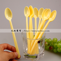 Disposable plastic long ice spoon ice cream fried fairy grass double skin milk long handle spoon 1000
