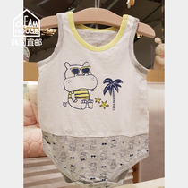 (CreamHouse) Korea cute hippo male baby baby Summer cotton jumpsuit
