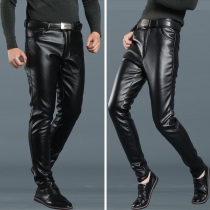 Spring and summer style Autumn Winter Style Plus Suede Thickened Leather Pants Mens Body Locomotive Warm And Small Leggings Pants Men Windproof Casual Long Pants