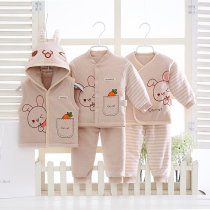 Baby gift box cotton coat full moon newborn clothes Autumn and winter pure cotton medium and thick cotton clothes Baby clothes full moon gift