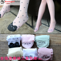 Childrens pantyhose thin summer new girl cute cat transparent leggings baby stockings