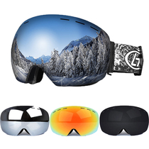 Ski mirror adult double layer anti-fog male and female large ball skiing glasses equipped with cocked myopia mountaineering goggles